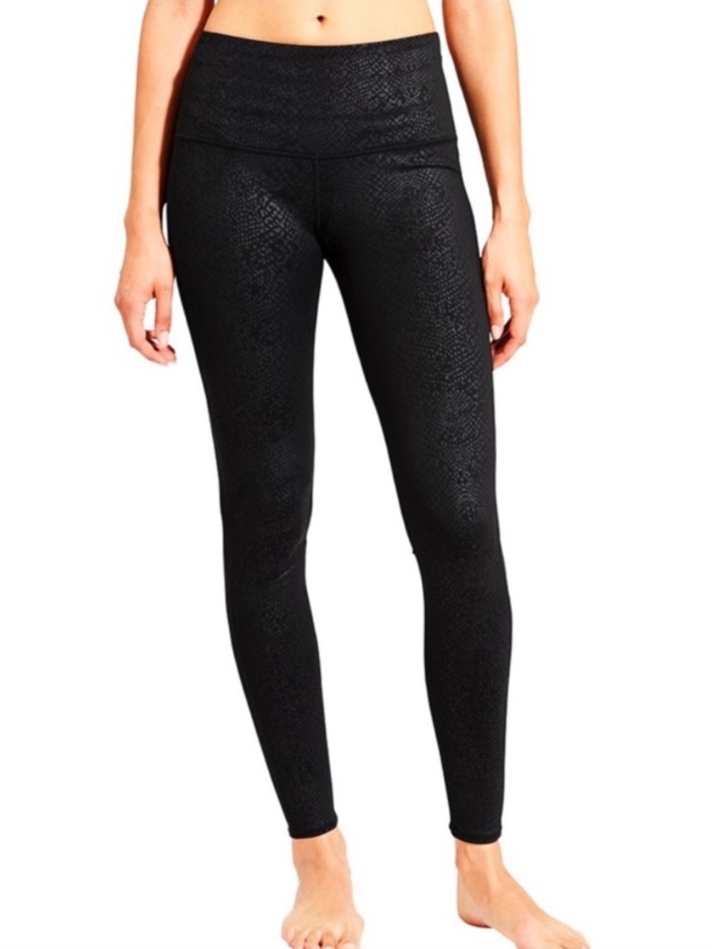 Athleta Black Shine Python Patterned High Waist Leggings Size Medium